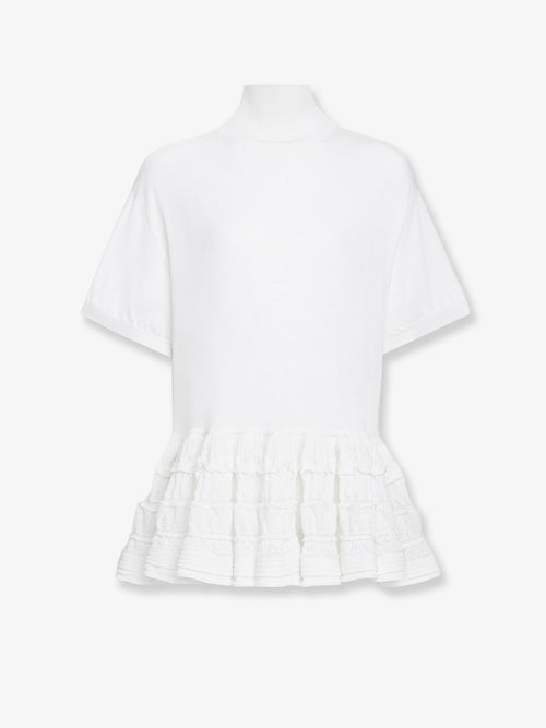 Alaia Peplum virgin wool sweater - Blanc