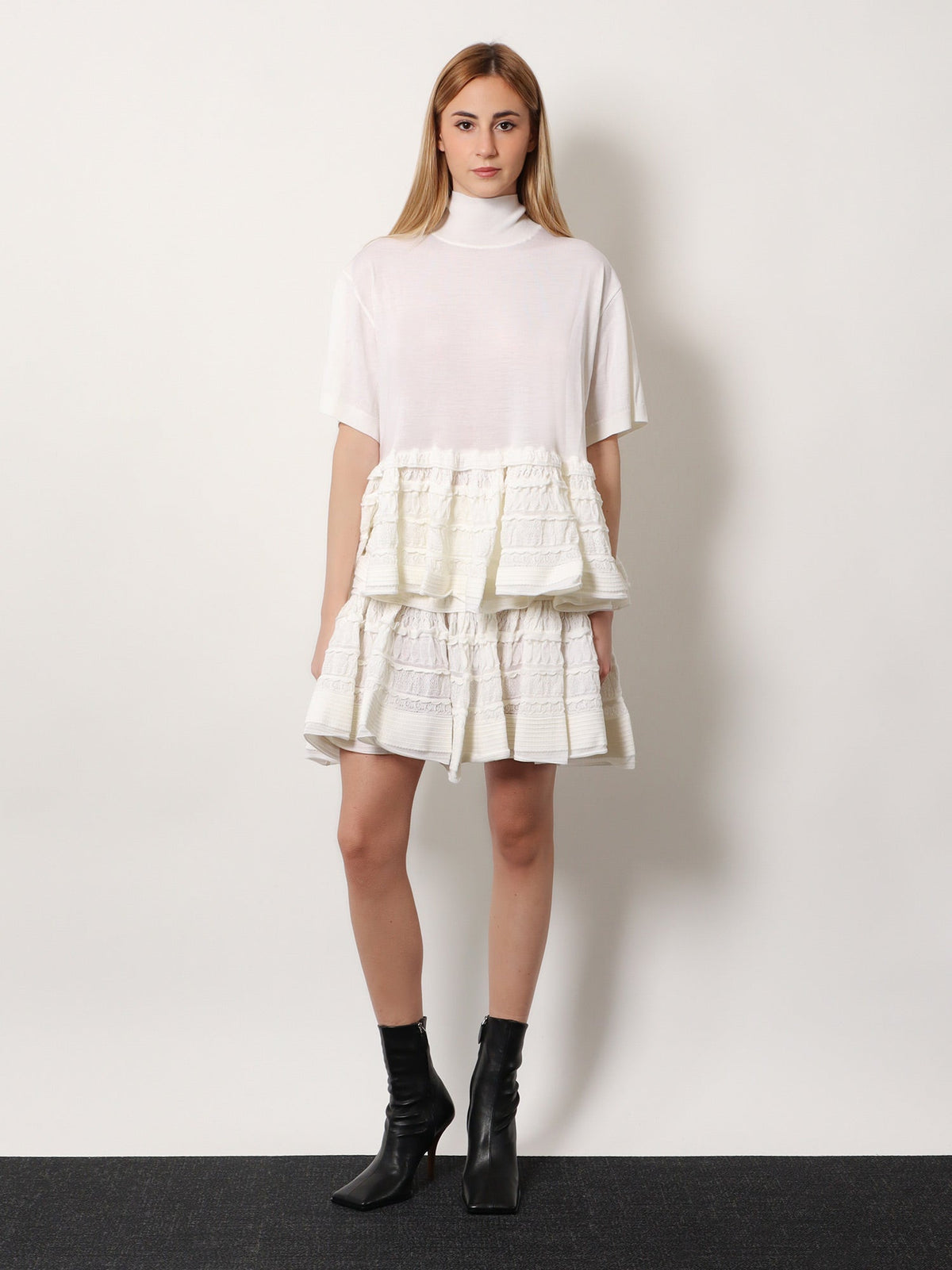 Alaia Peplum virgin wool sweater - Blanc