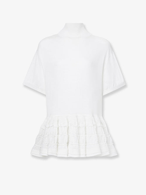 Alaia Peplum virgin wool sweater - Blanc