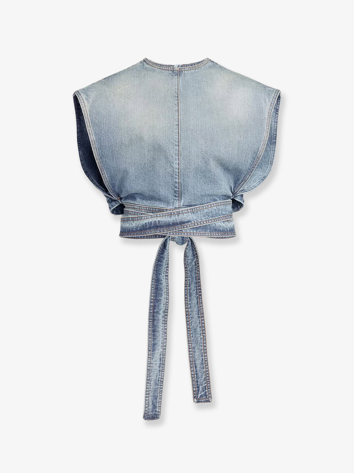 Alaia Belted denim top - Fadedblue