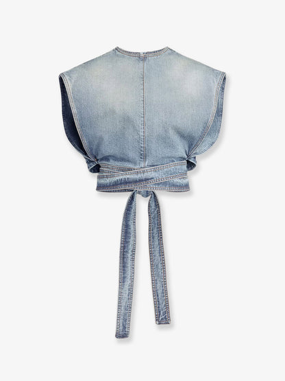 Alaia Belted denim top - Fadedblue