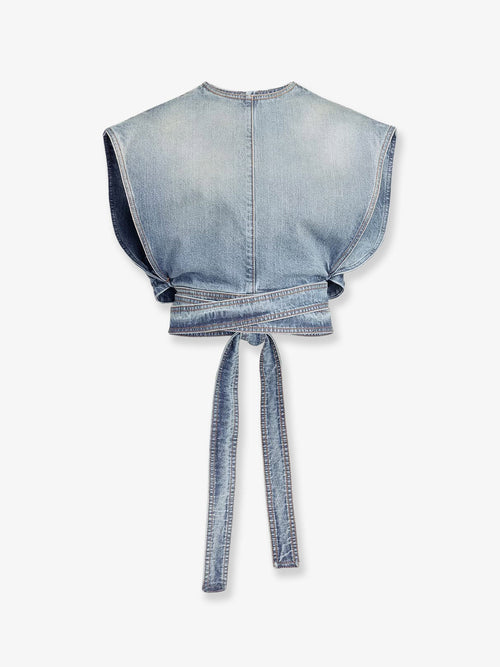 Alaia Belted denim top - Fadedblue