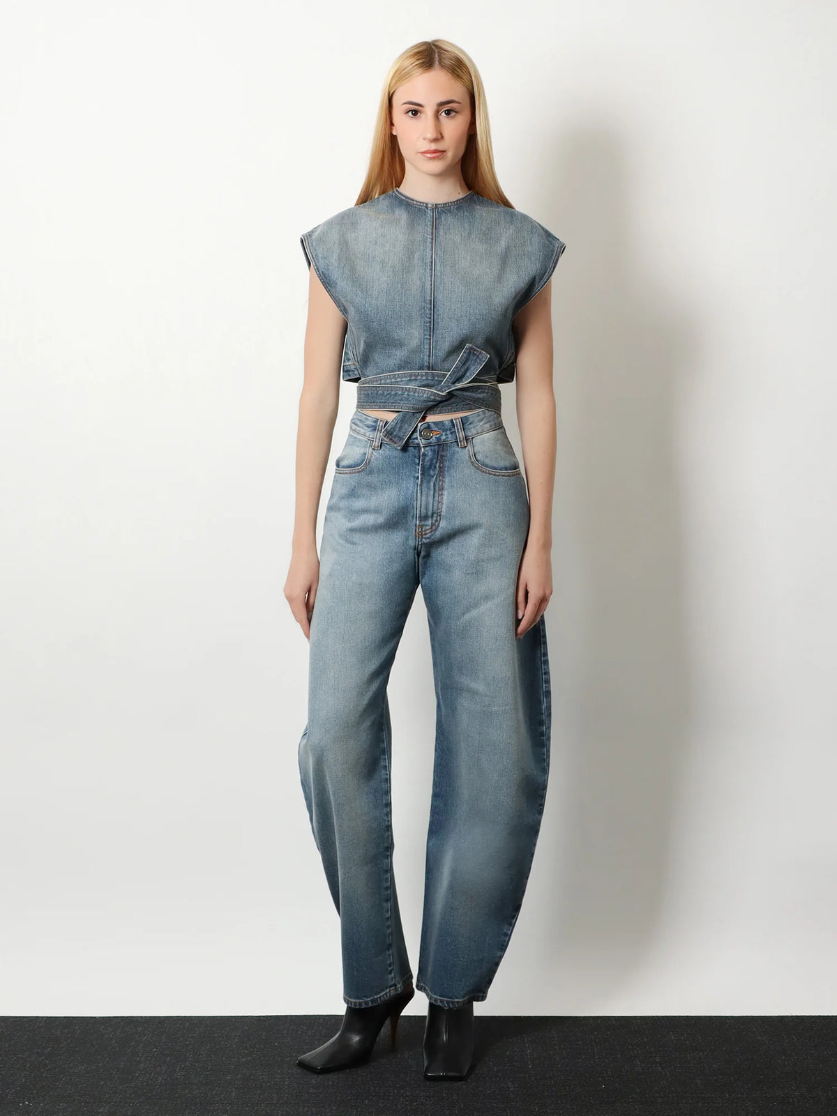 ALAÏA - Belted denim top