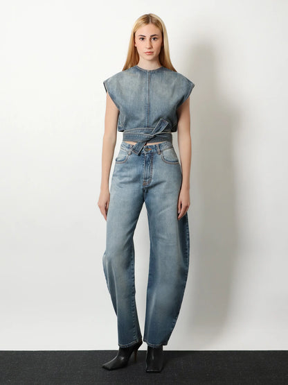 ALAÏA - Belted denim top