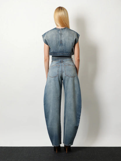 ALAÏA - Belted denim top