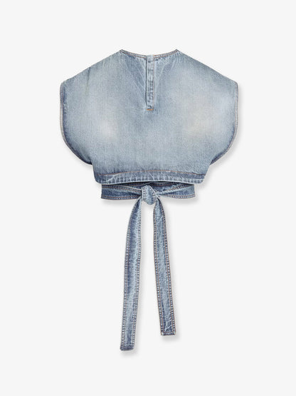 Alaia Belted denim top - Fadedblue