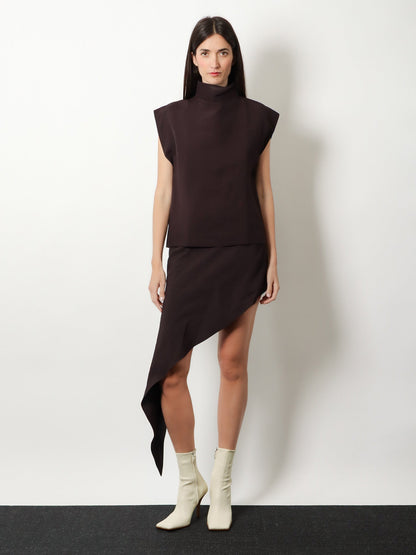 Alaia Asymmetric paper and viscose skirt - Aubergine
