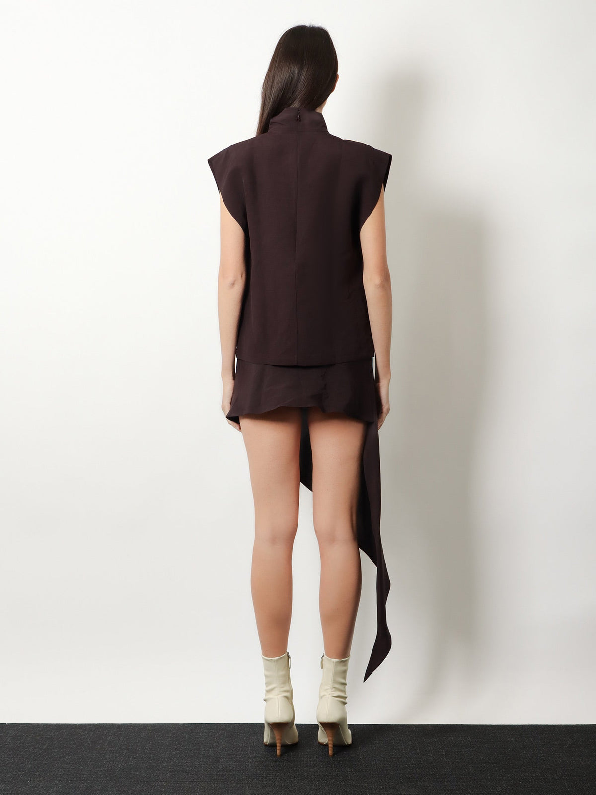 Alaia Asymmetric paper and viscose skirt - Aubergine