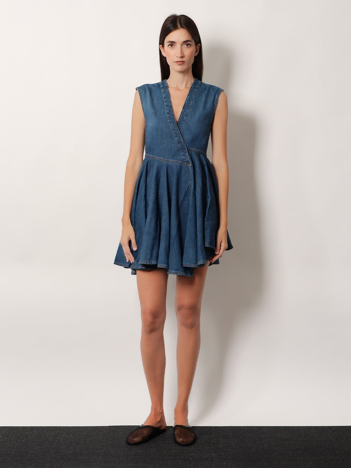 Alaia Wrap denim dress - Bleu Mineral