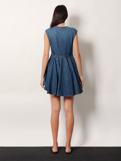 Alaia Wrap denim dress - Bleu Mineral