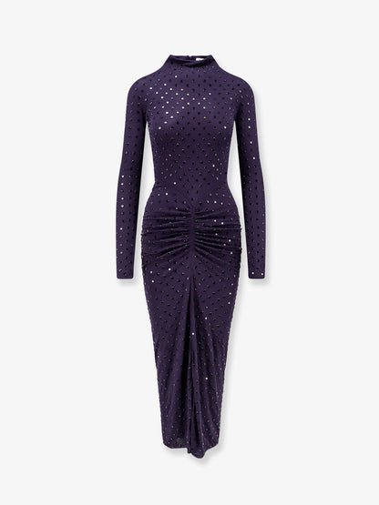 ALAÏA - Long viscose dress with all-over rhinestones
