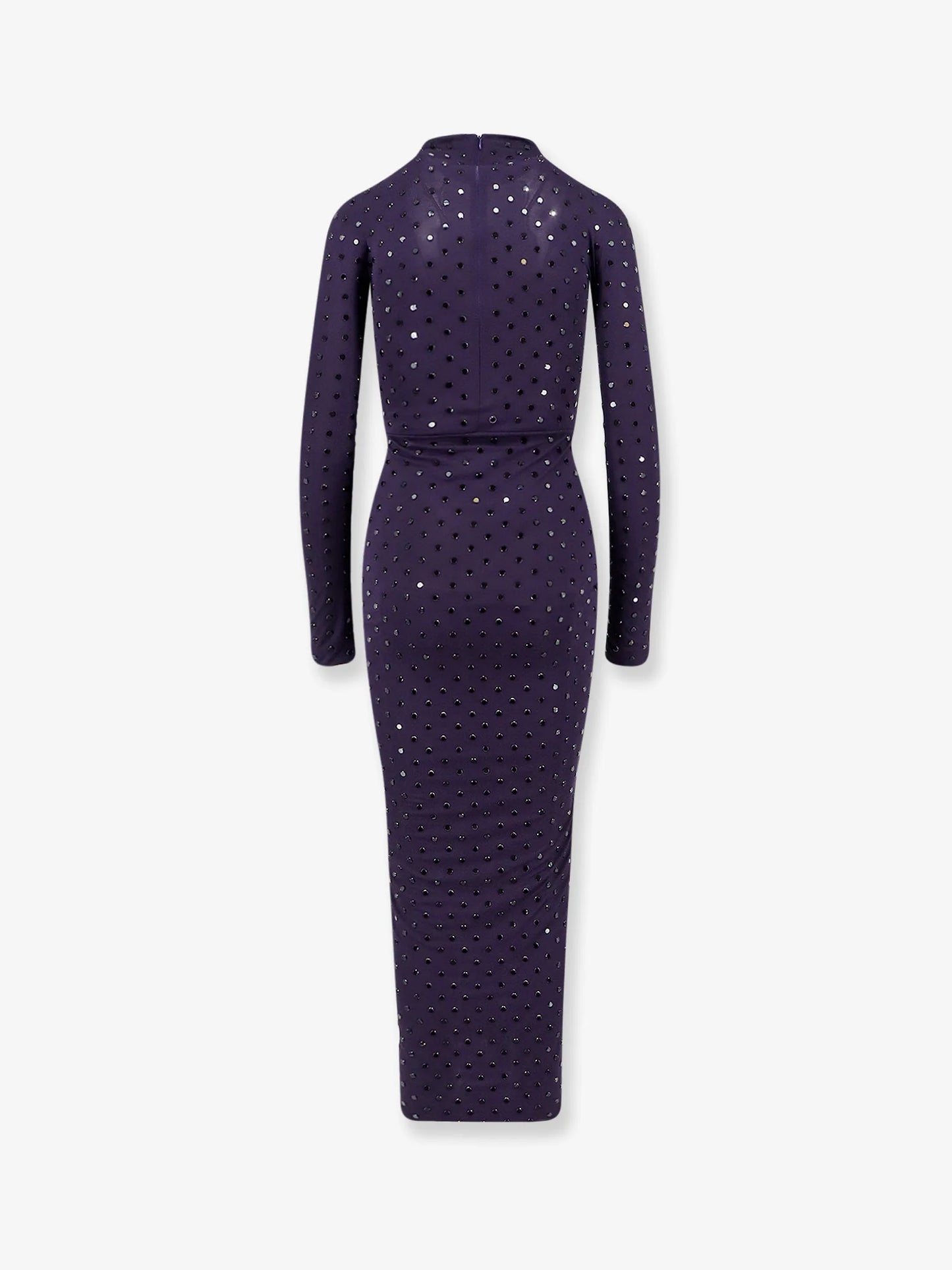 ALAÏA - Long viscose dress with all-over rhinestones
