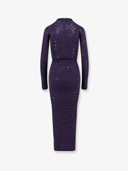 ALAÏA - Long viscose dress with all-over rhinestones