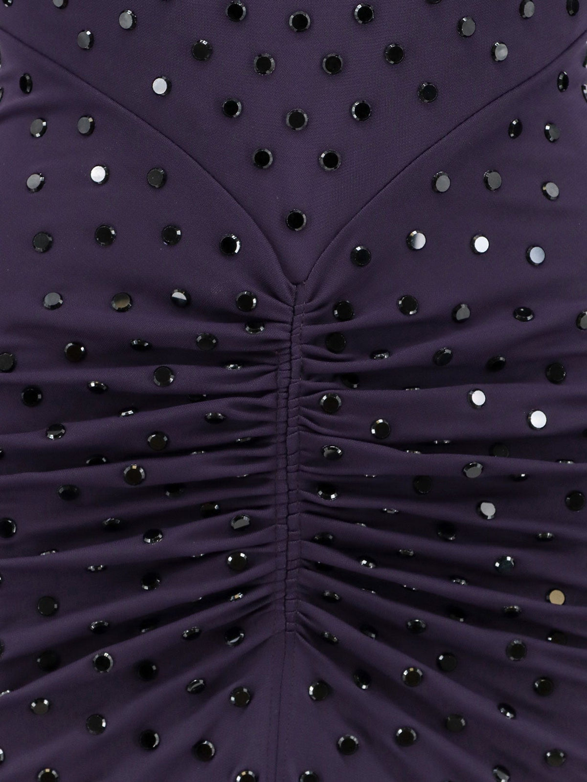 Alaia Long viscose dress with all-over rhinestones - Aubergine/Noir
