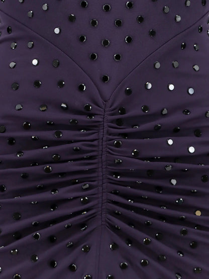 ALAÏA - Long viscose dress with all-over rhinestones