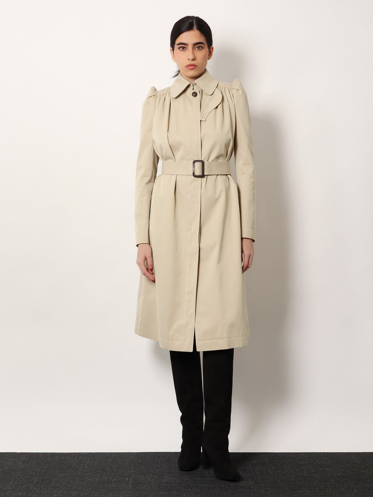 Alexander McQueen Cotton trench with Puff sleeves - Pale Beige