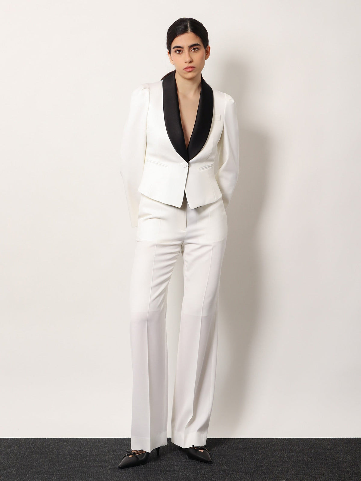 Alexander McQueen Wool blazer with satin lapel - Soft White
