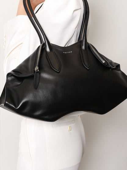 Alexander McQueen Manta leather shoulder bag - Black Silver