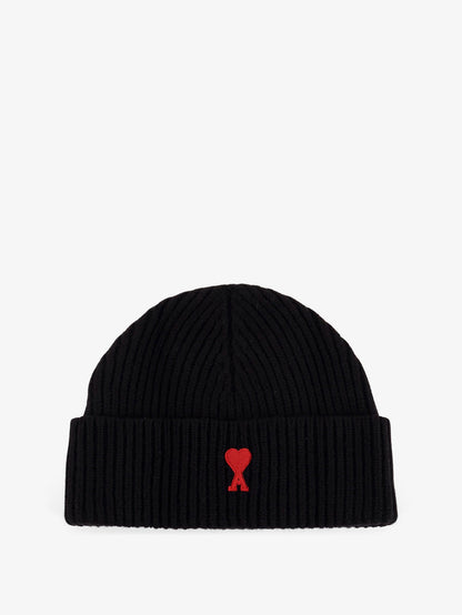 Ami Paris Virgin Wool Hat With Embroidered Logo On The Front