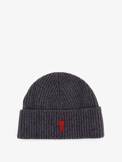 Ami Paris Virgin Wool Hat With Embroidered Logo On The Front