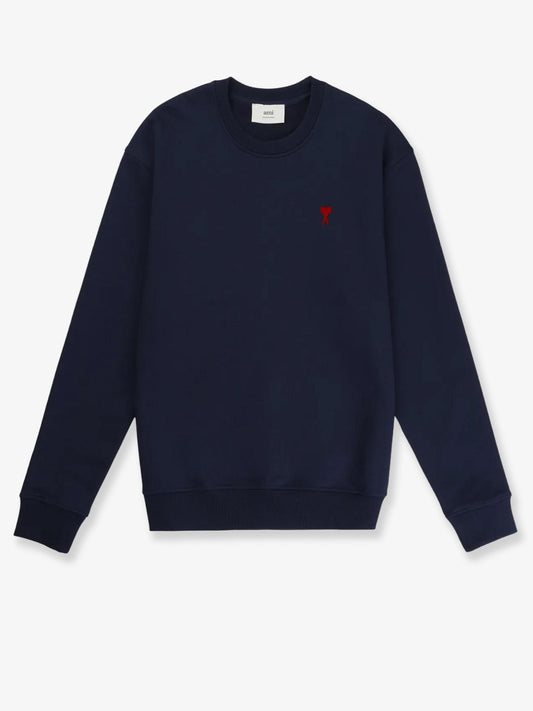 Ami Paris Cotton Sweatshirt With Iconic Embroidery