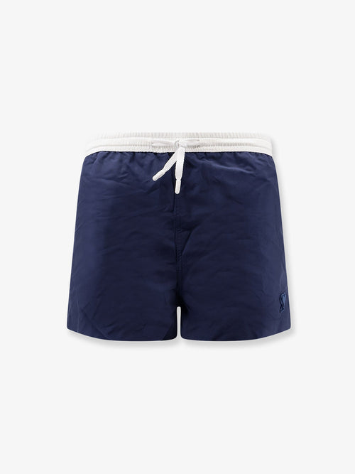 Ami Paris Nylon swimsuit with tone-on-tone logo - Encre/Blanc Creme