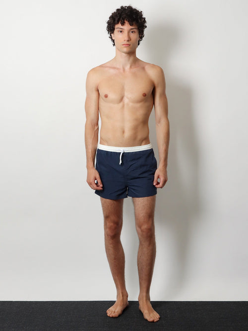 Ami Paris Nylon swimsuit with tone-on-tone logo - Encre/Blanc Creme