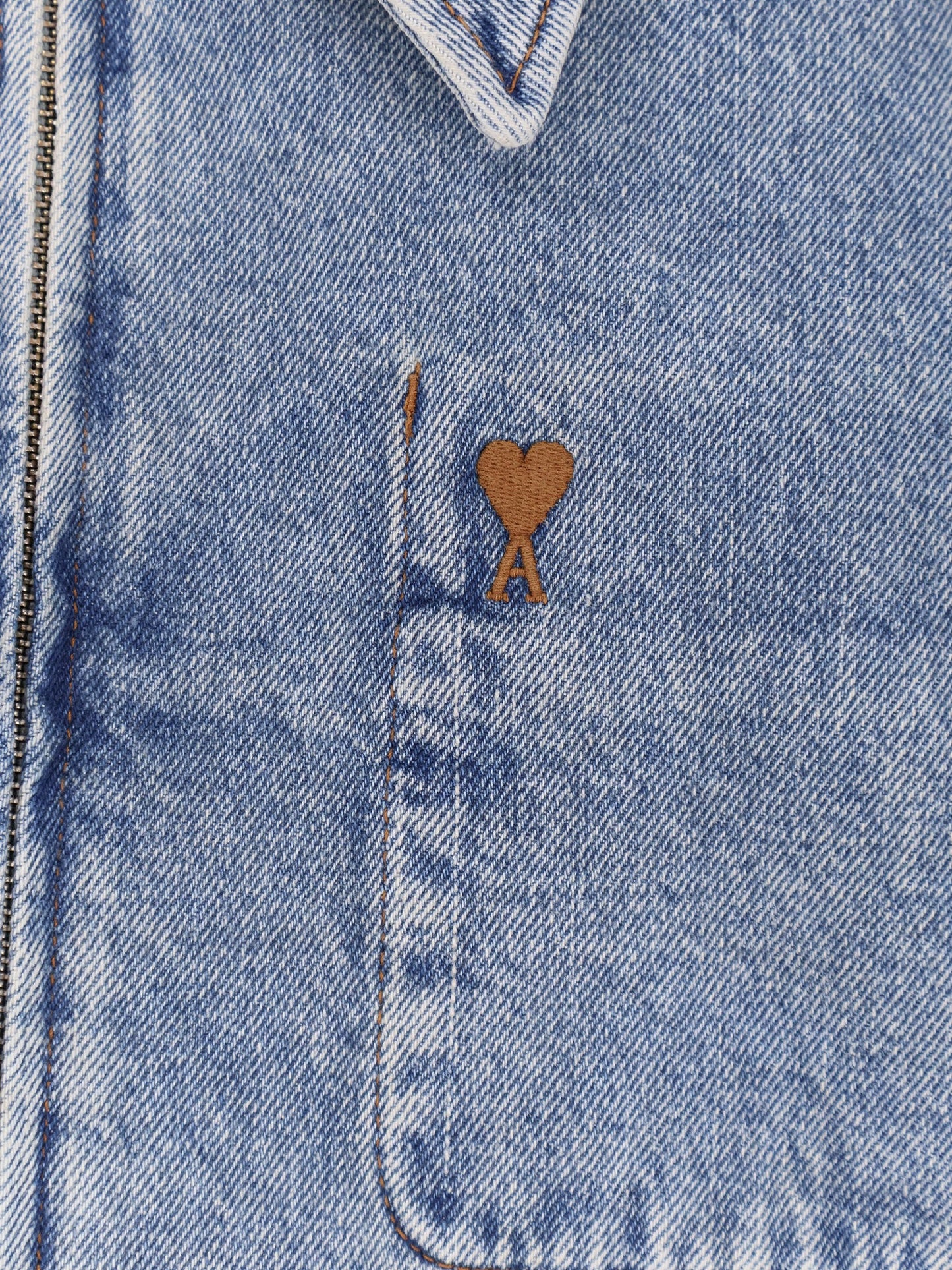 Ami Paris Denim Jacket With Iconic Embroidery