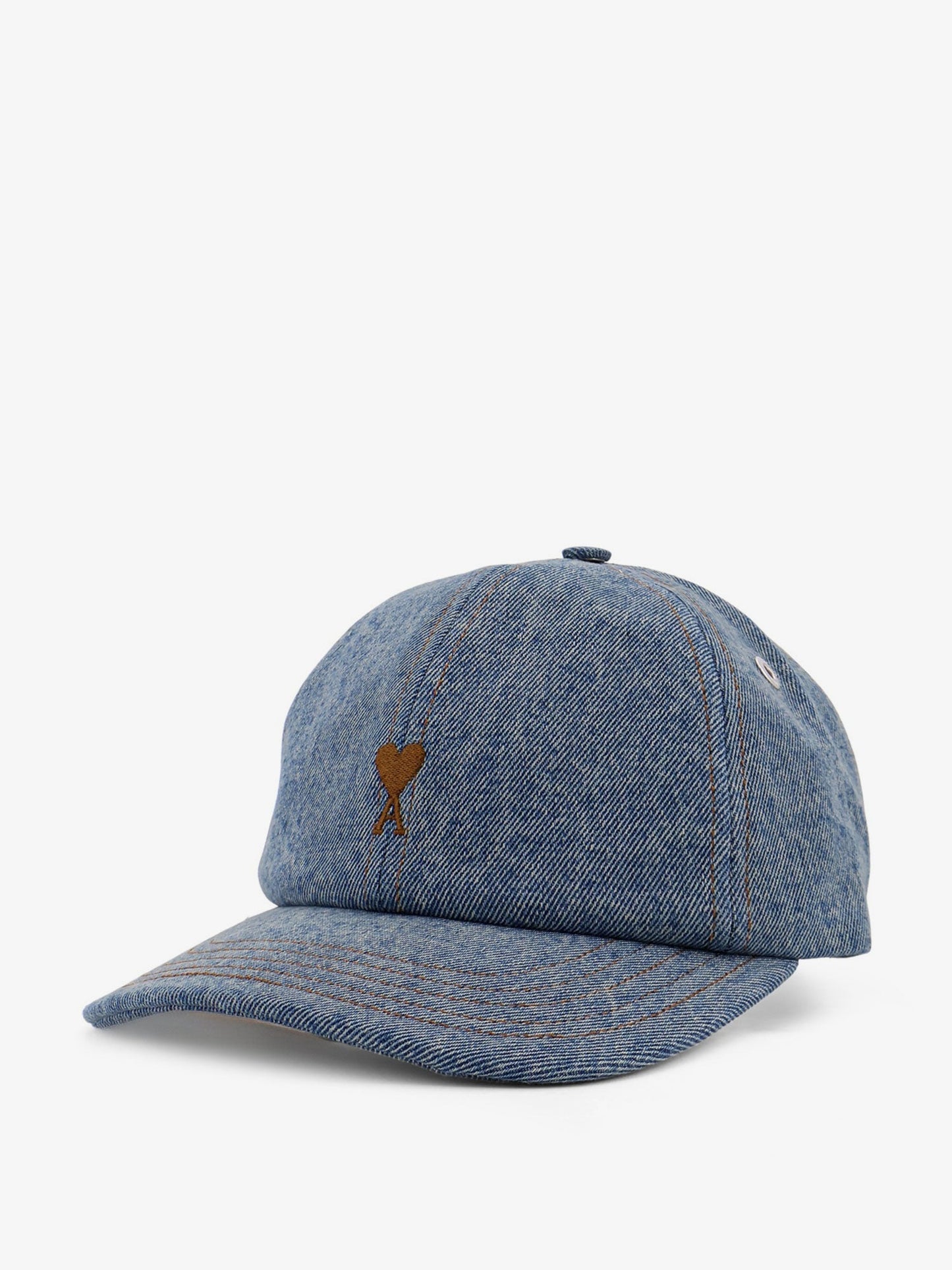 Ami Paris Blue Denim Hat With Embroidered Logo