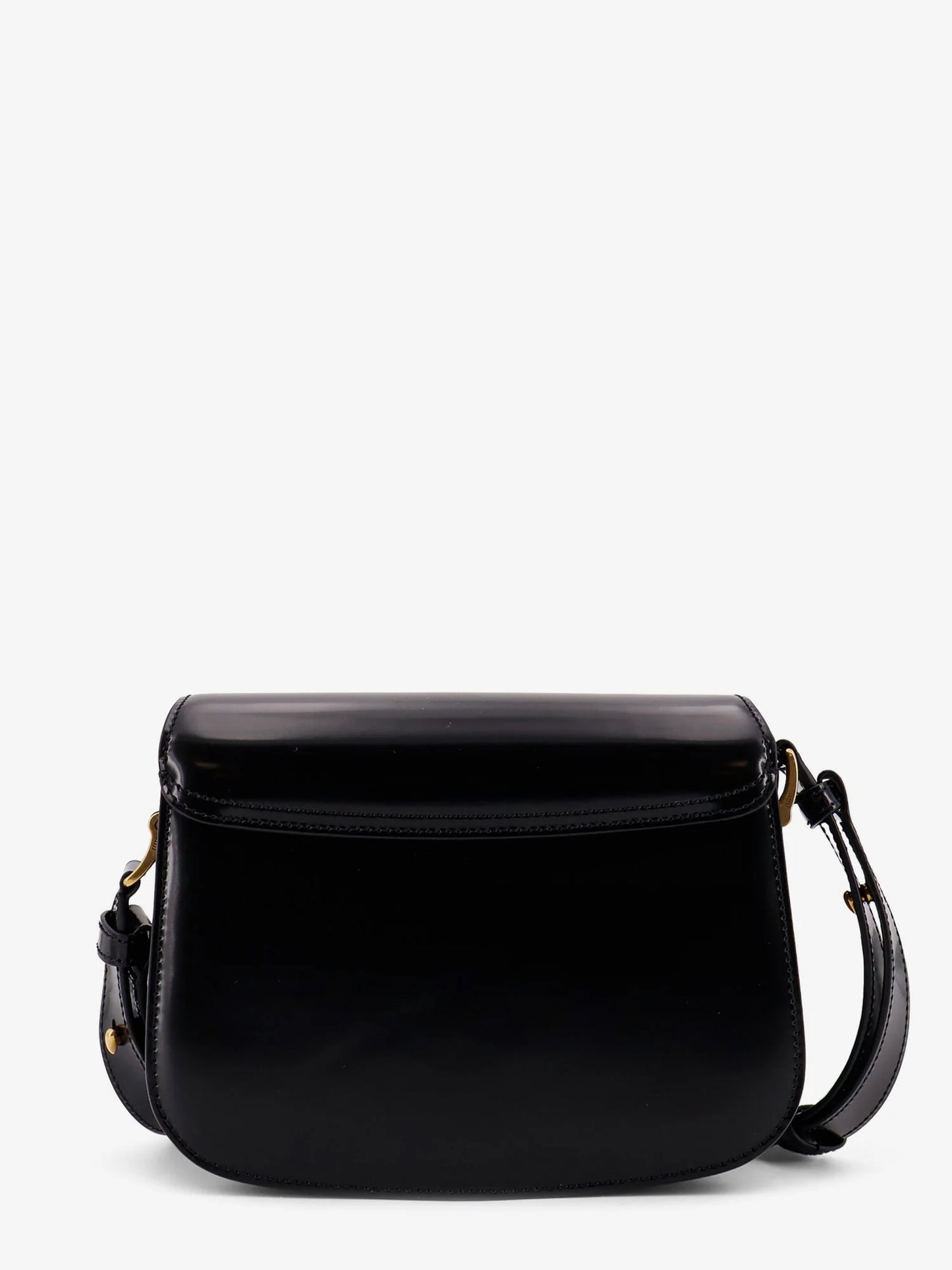 Ami Paris Leather Shoulder Bag With Metal Logo On The Front