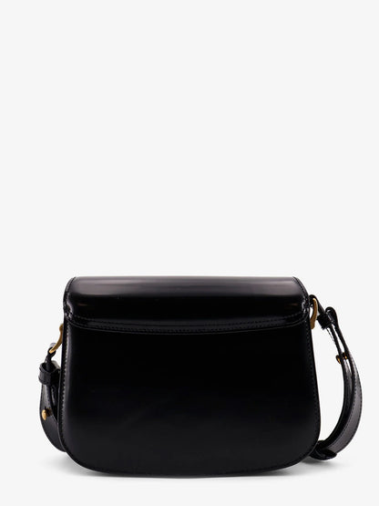 Ami Paris Leather Shoulder Bag With Metal Logo On The Front