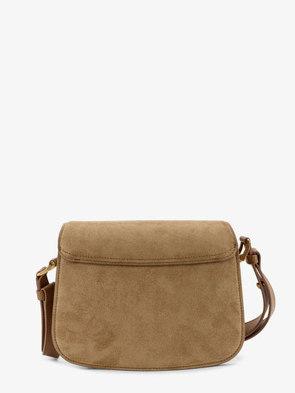 Ami Paris Leather Shoulder Bag With Metal Logo On The Front