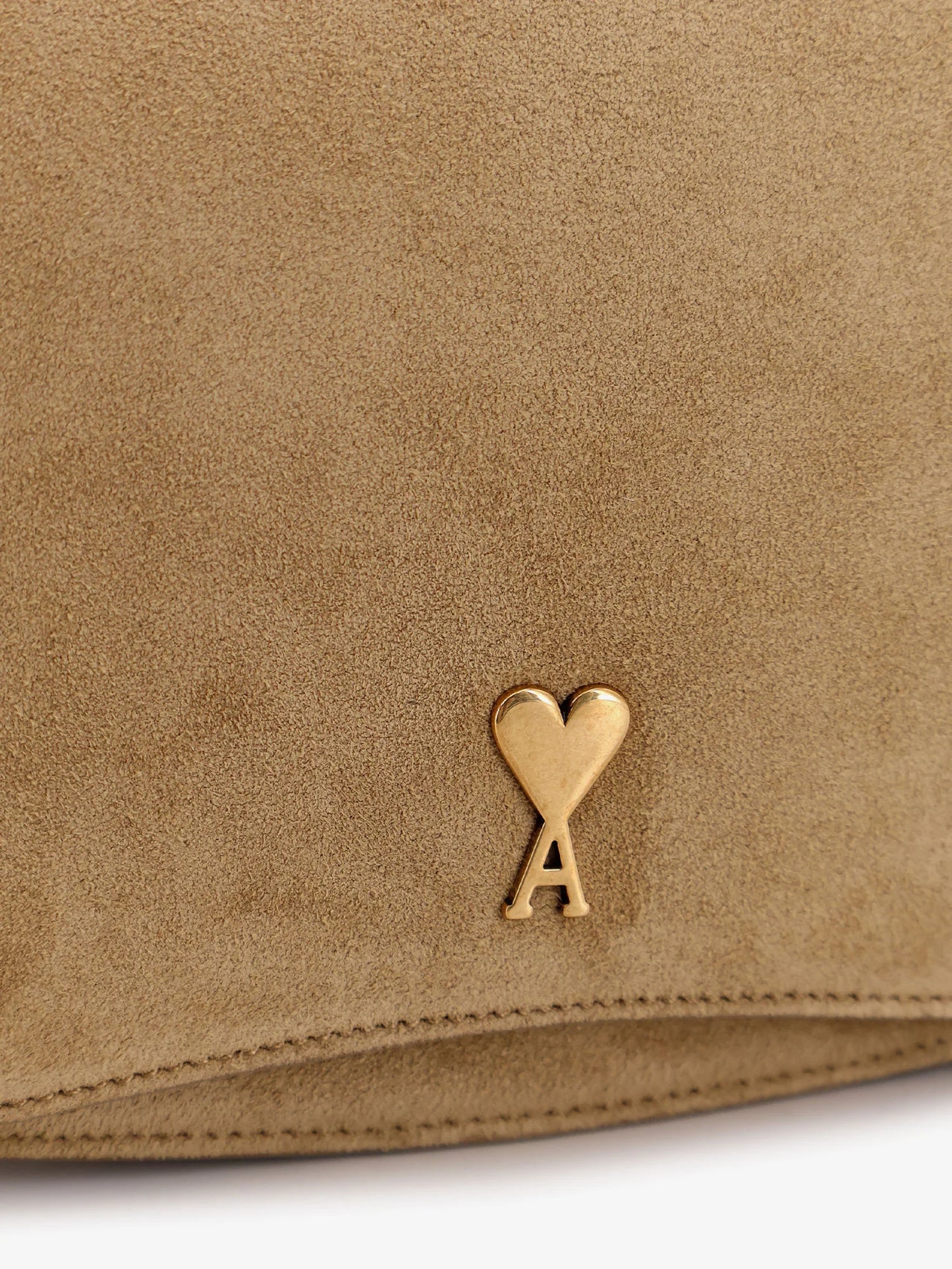 Ami Paris Leather Shoulder Bag With Metal Logo On The Front