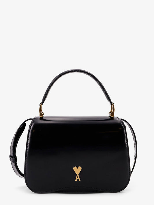 Ami Paris Suede Crossbody Bag With Metal Logo On The Front