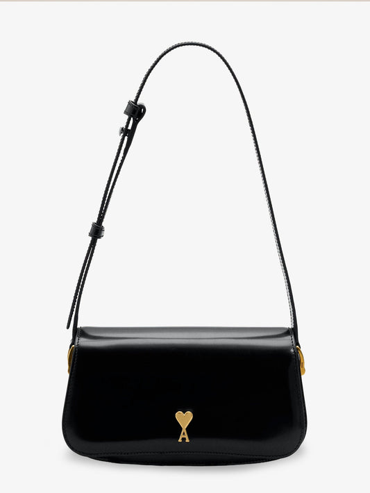 Ami Paris Suede Shoulder Bag With Logo On The Front