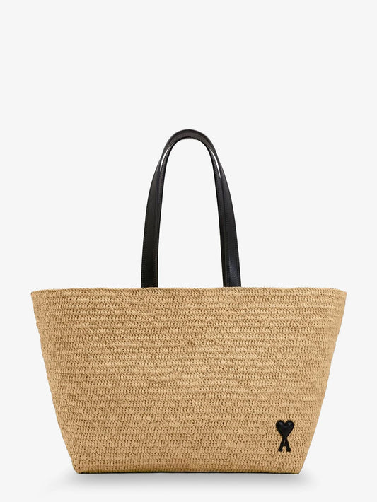 Ami Paris Ami De Coeur Raffia Shoulder Bag