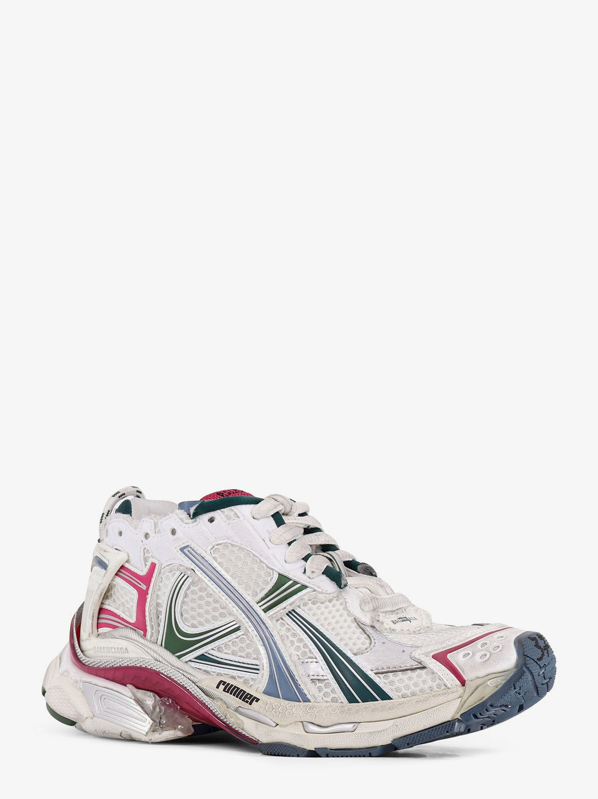 Balenciaga Runner low-top mesh sneakers - Wht/Dk Green/Blu/Pnk