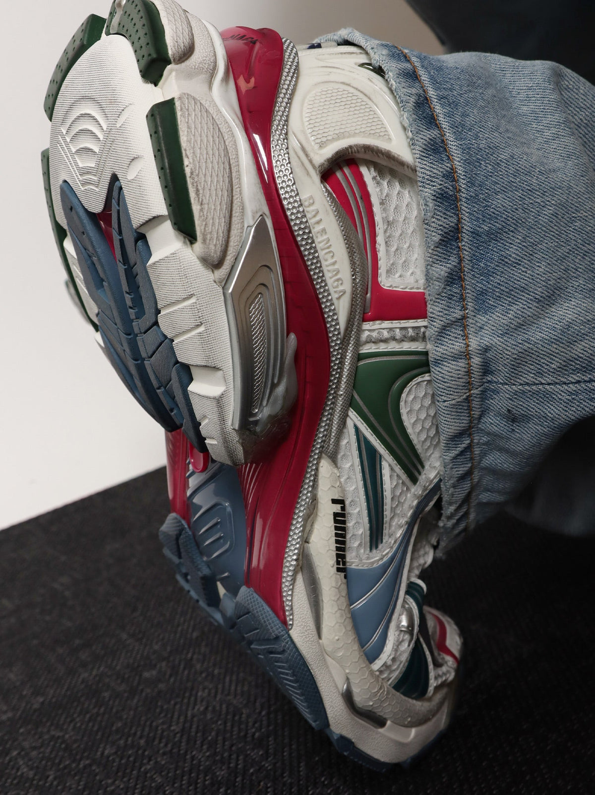 Balenciaga Runner low-top mesh sneakers - Wht/Dk Green/Blu/Pnk