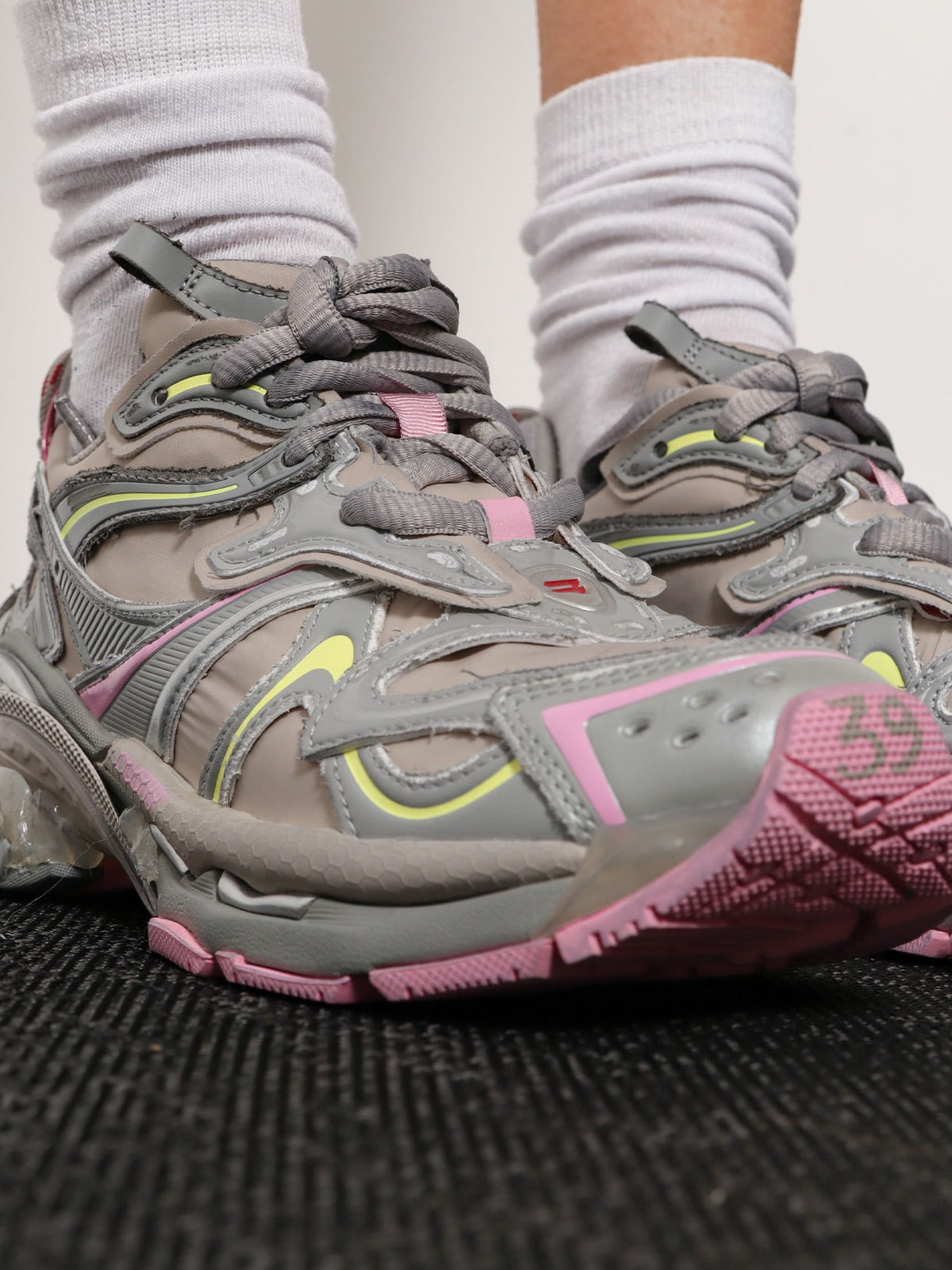 Balenciaga Runner 2 nylon low-top sneakers with leather inserts - Beige/Gry/F Yel/Pink