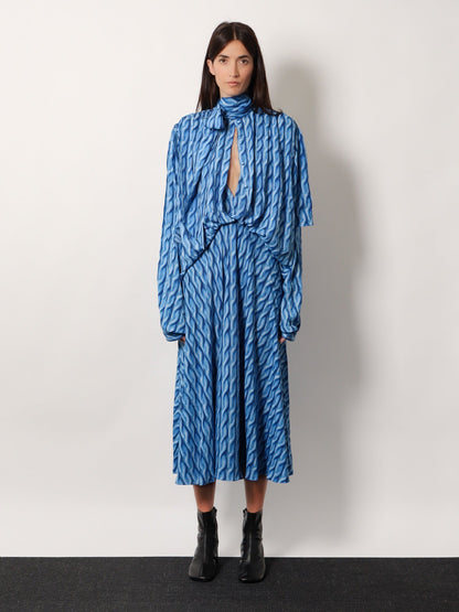 Balenciaga Printed fabric long dress - Blue