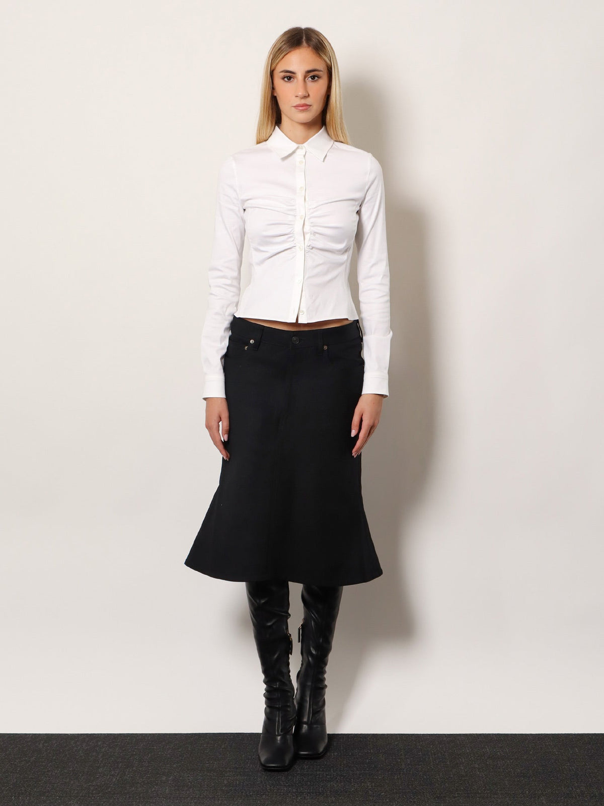 Balenciaga Cotton Midi Skirt - Black