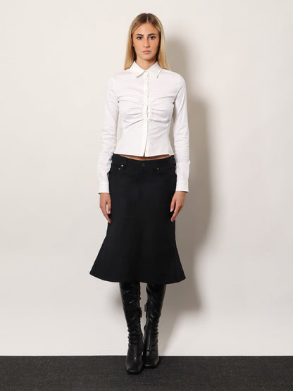 Balenciaga Cotton Midi Skirt - Black