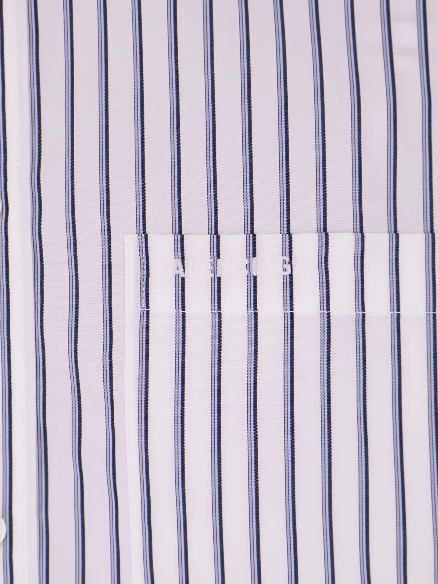 Balenciaga Tucked Sleeve Striped Cotton Shirt