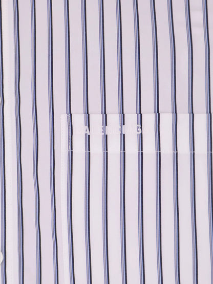 Balenciaga Tucked Sleeve Striped Cotton Shirt