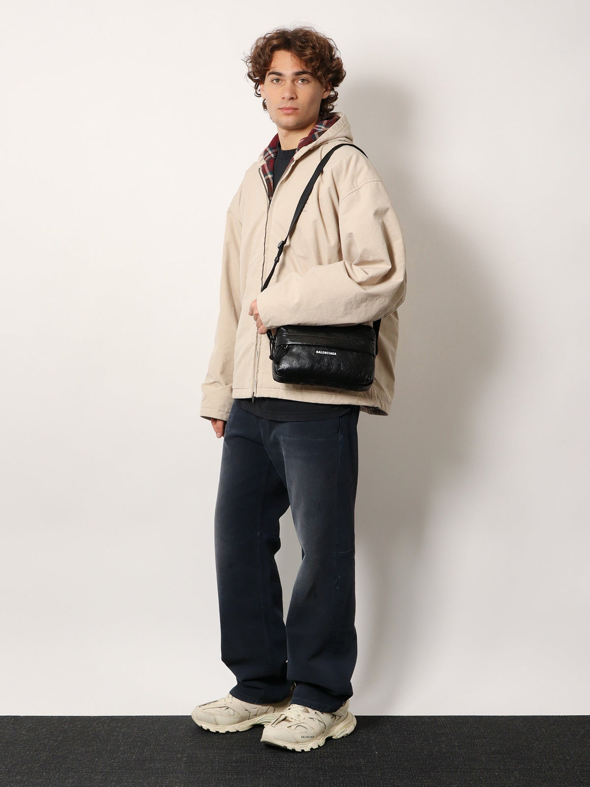 Balenciaga Cotton blend jacket with embroidered logo on the front - Light Beige