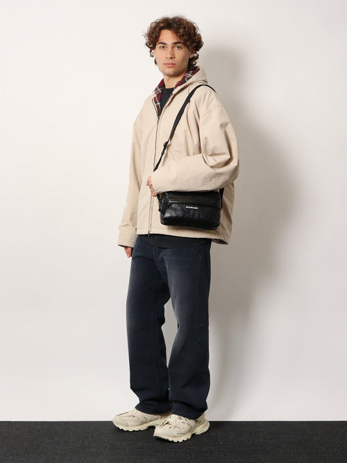Balenciaga Cotton blend jacket with embroidered logo on the front - Light Beige
