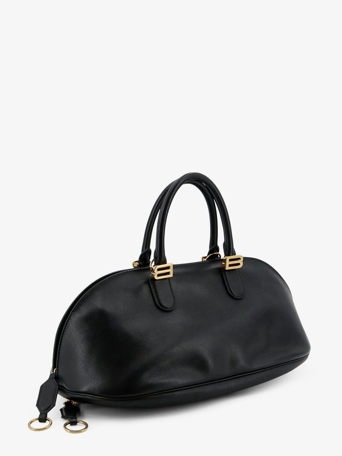 Balenciaga Bolero Bowling Medium Leather Bag - Blackplum