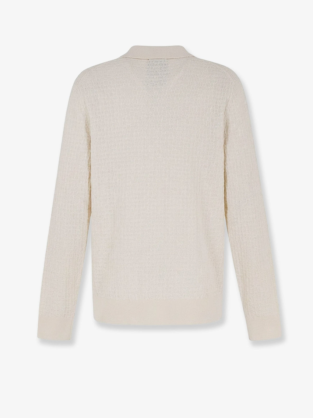 Boss Silk sweater with processing all-over - Open White