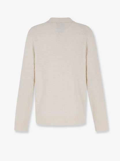 Boss Silk sweater with processing all-over - Open White