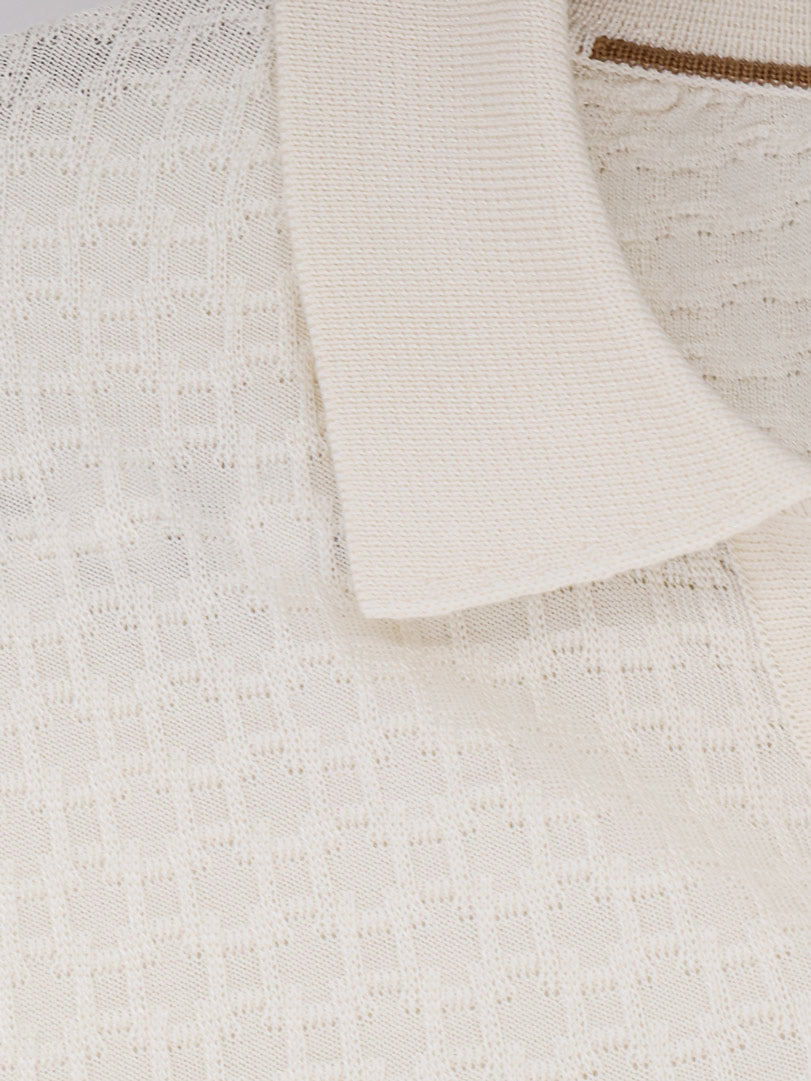 Boss Silk sweater with processing all-over - Open White